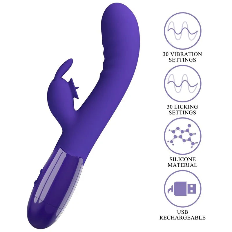 Vibromasseur Silicone Violet Rechargeable 30 Fonctions