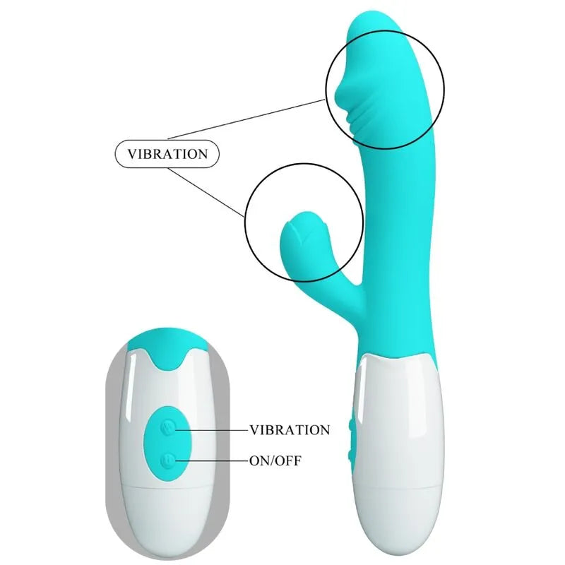 Vibromasseur Stimulation Double Silicone Vert Aqua