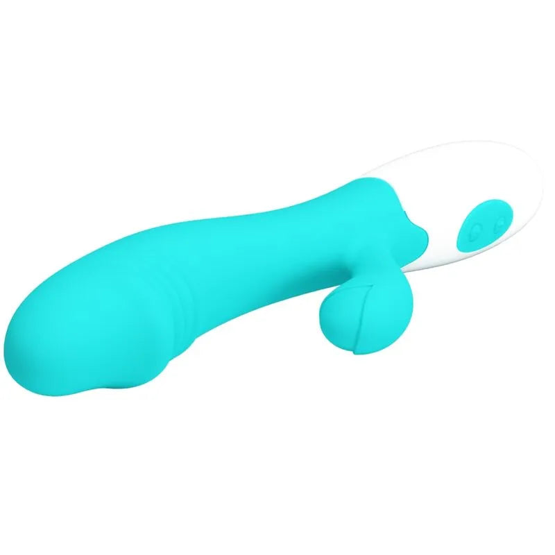 Vibromasseur Stimulation Double Silicone Vert Aqua