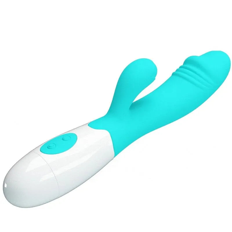 Vibromasseur Stimulation Double Silicone Vert Aqua