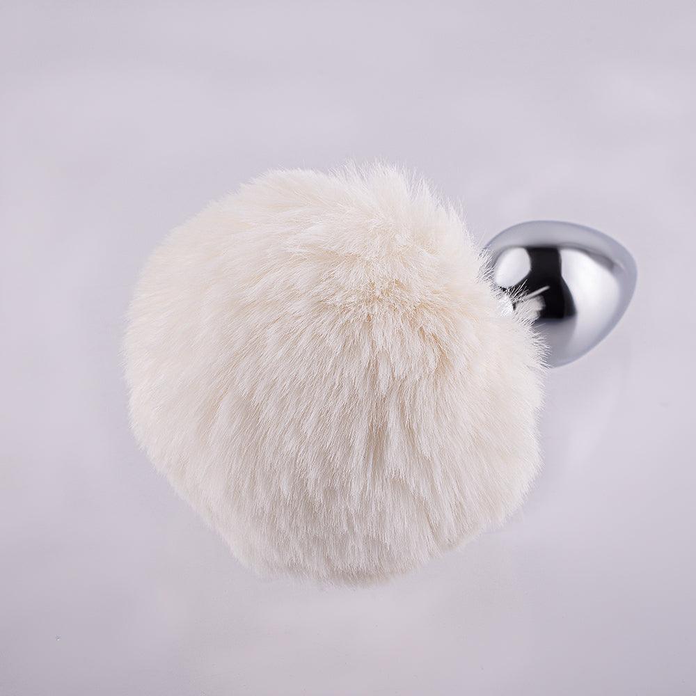 White Bunny Tail Butt Plug