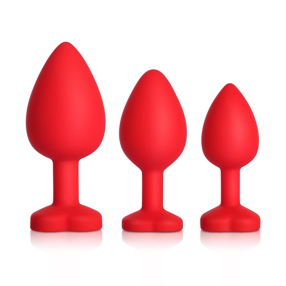 Yellow Gem Red Silicone Butt Plug Set