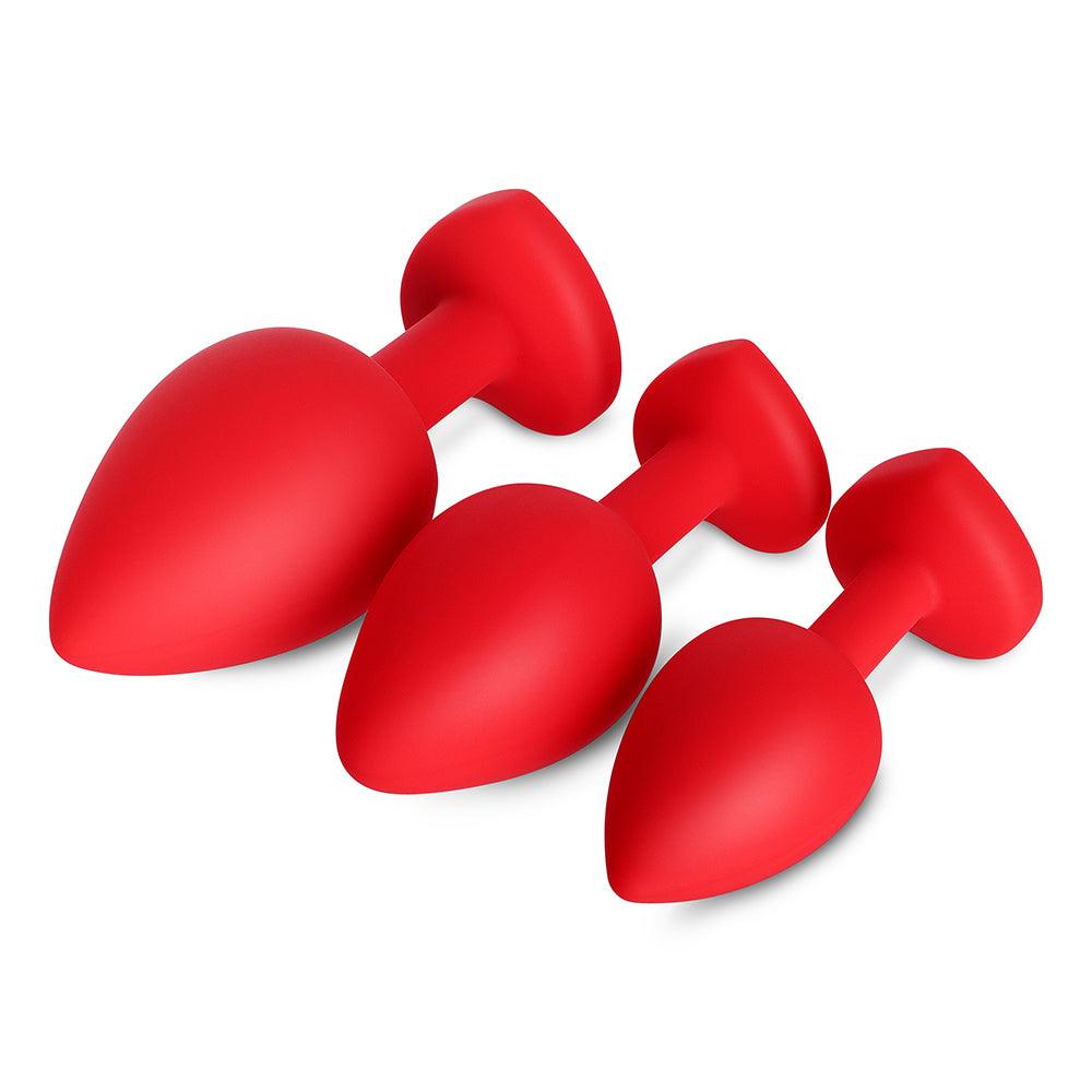 Yellow Gem Red Silicone Butt Plug Set