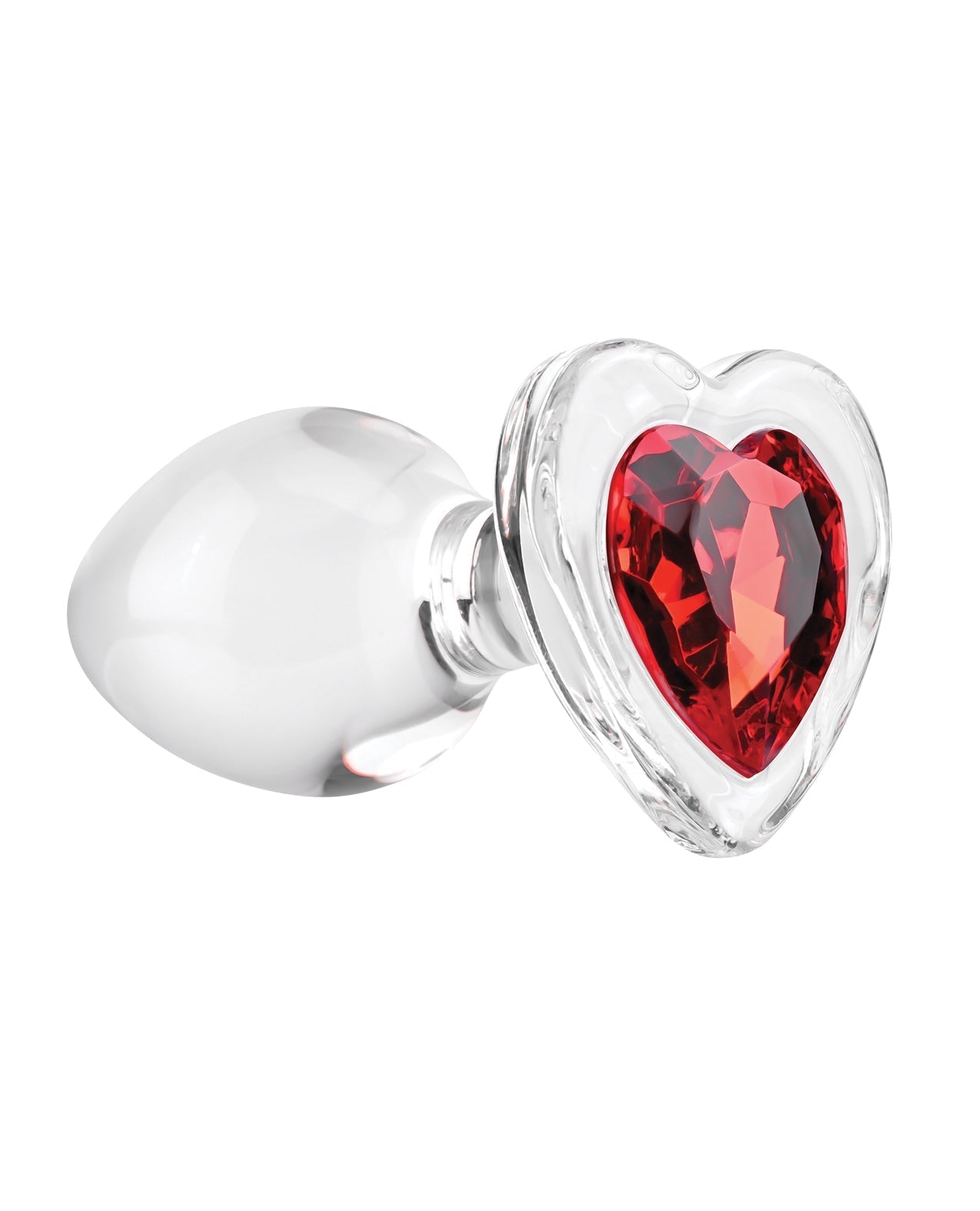 Adam & Eve Red Heart Gem Glass Plug - Medium