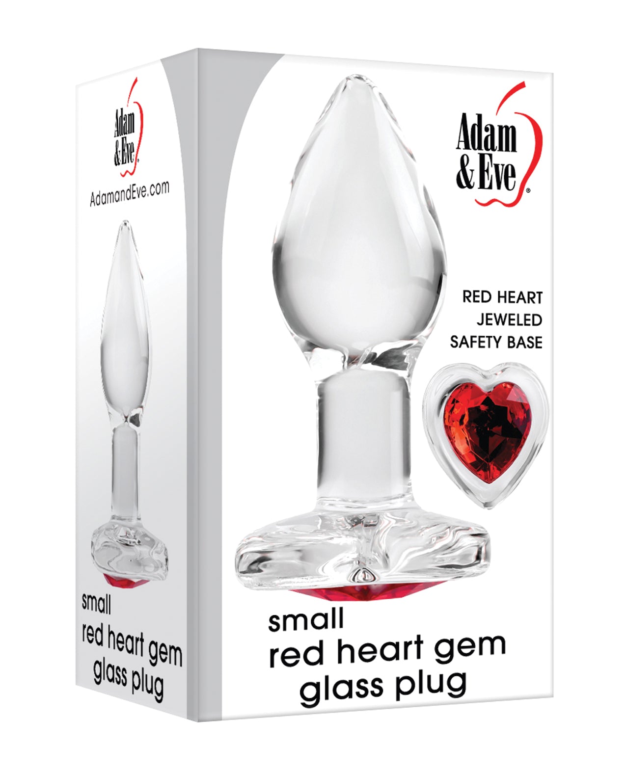 Adam & Eve Red Heart Gem Glass Plug - Small