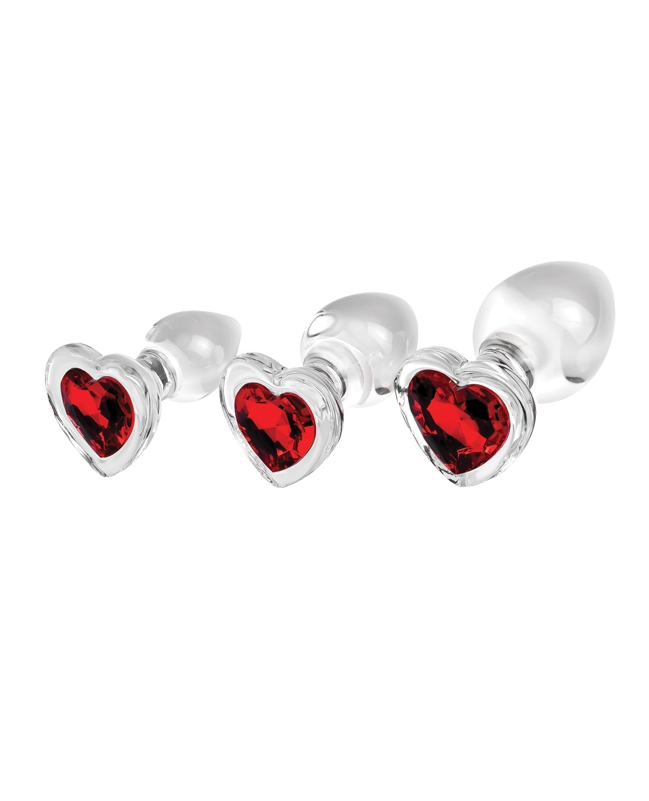 Ensemble de plugs en verre avec pierres précieuses en forme de cœur rouge Adam &amp; Eve