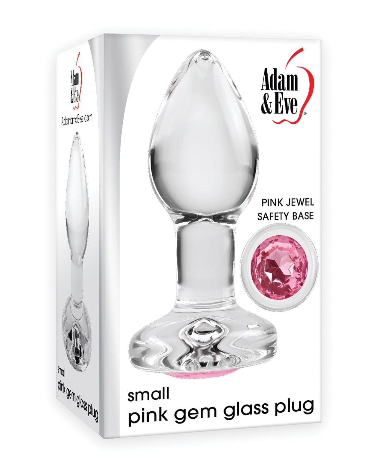 Adam &amp; Eve Plug aus Glas mit rosa Edelsteinen – Klein