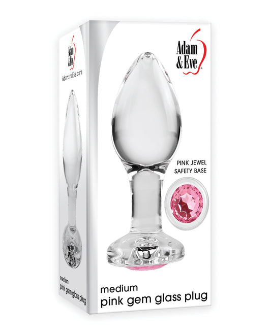 Adam &amp; Eve Plug aus Glas mit rosa Edelsteinen – Mittelgroß