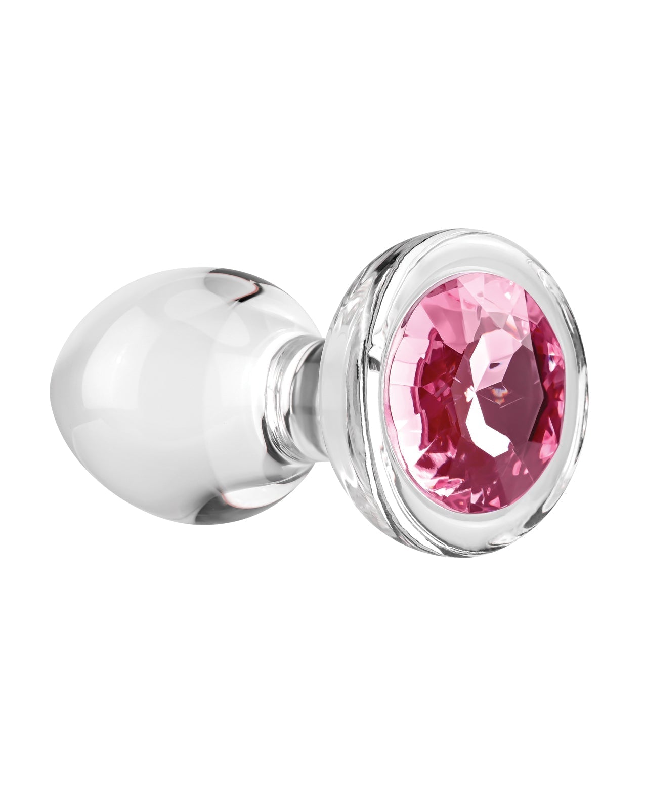 Plug en verre Adam &amp; Eve avec gemme rose - Medium