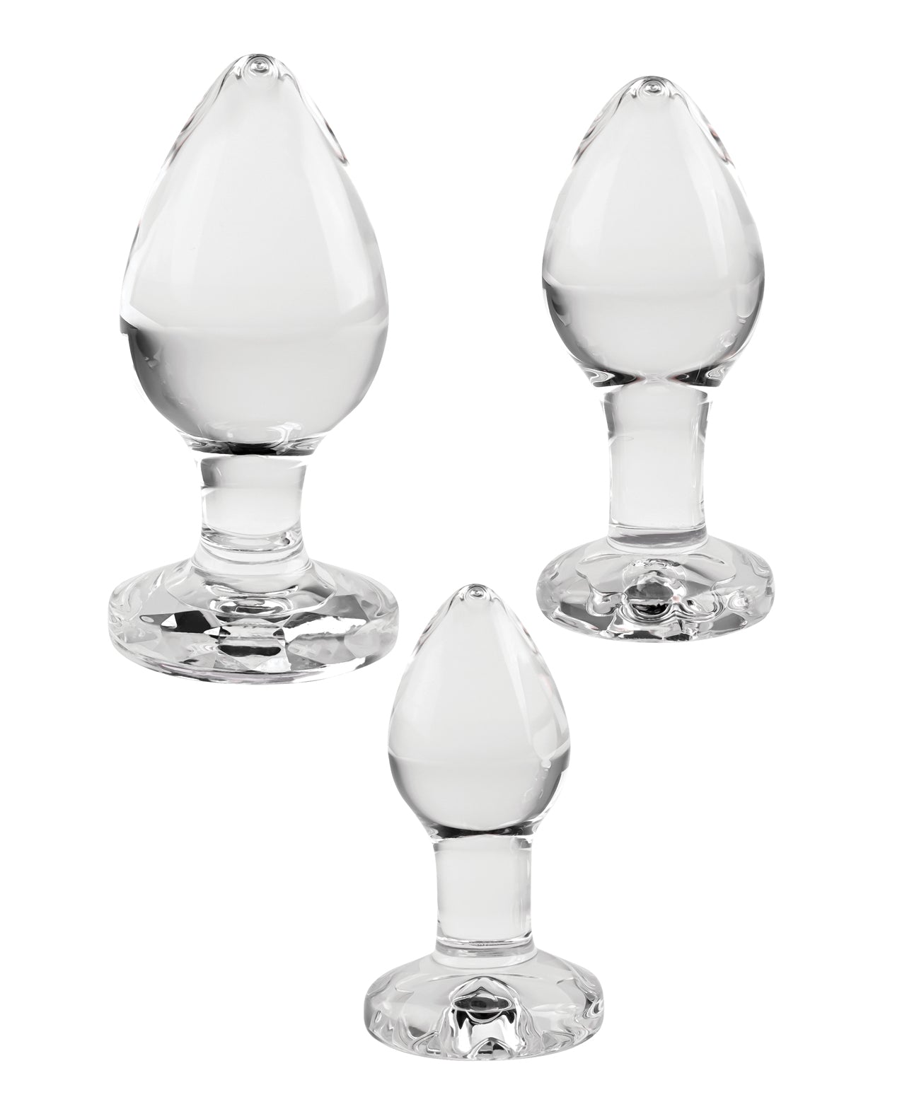 Adam &amp; Eve Plug-Set aus Glas mit rosa Edelsteinen