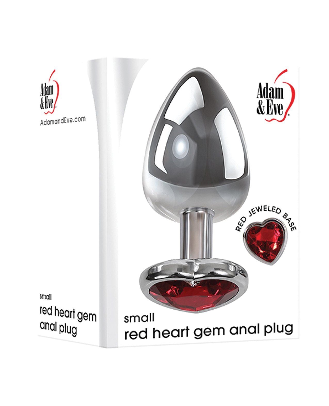 Plug anal Adam &amp; Eve Red Heart Gem - Petit modèle rouge/chromé