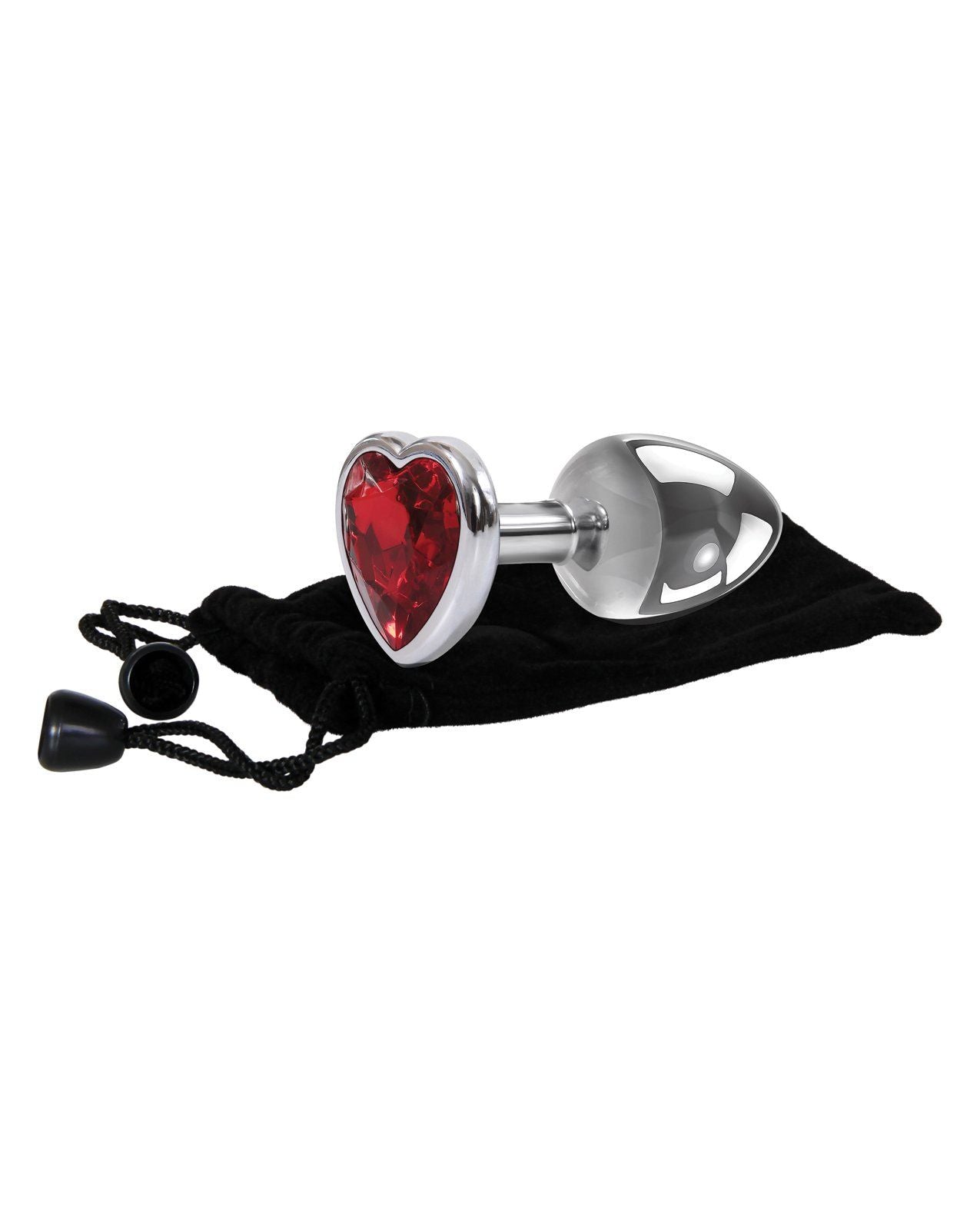 Adam & Eve Red Heart Gem Anal Plug - Small Red/Chrome