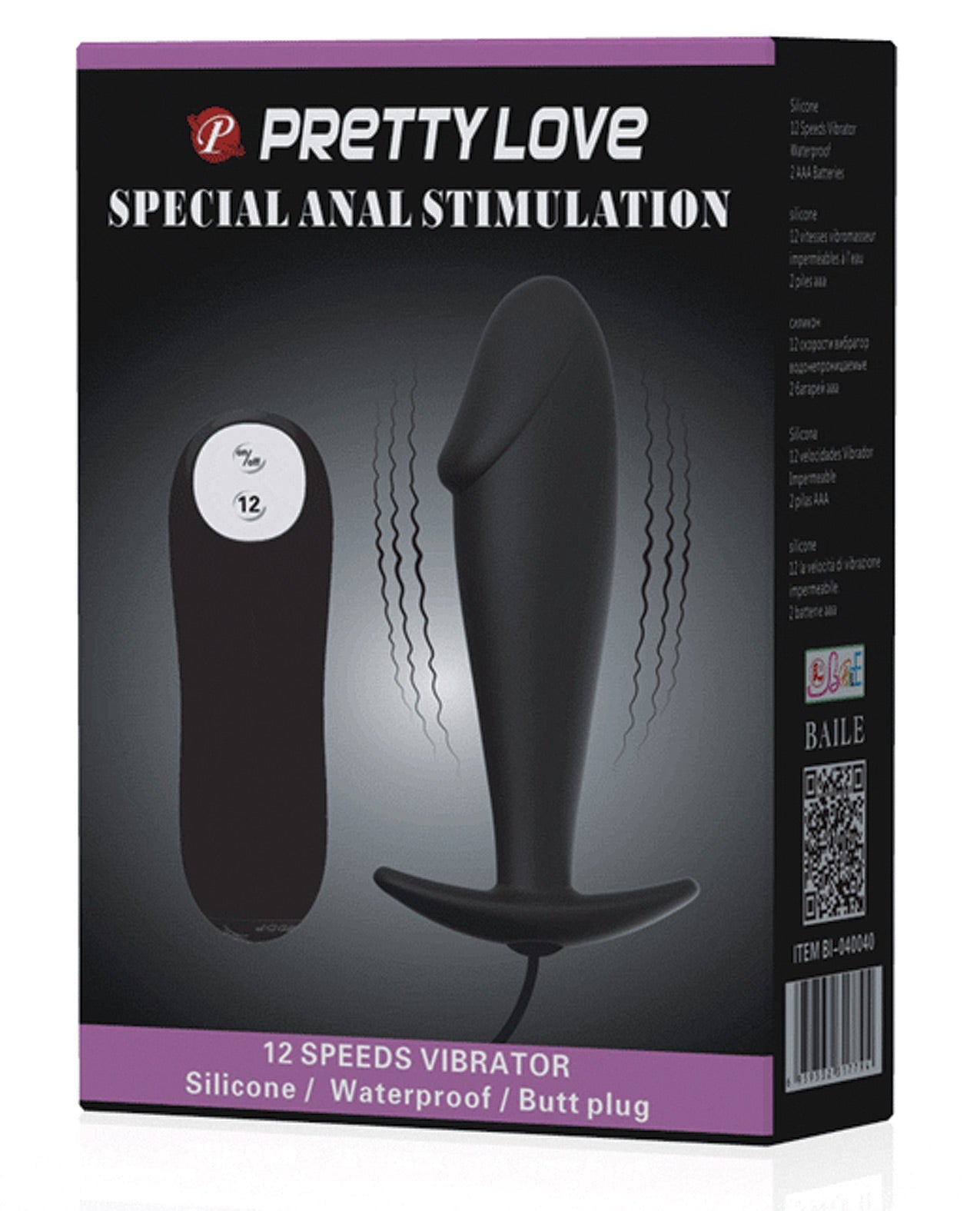 Plug anal vibrant en forme de pénis Pretty Love - Noir