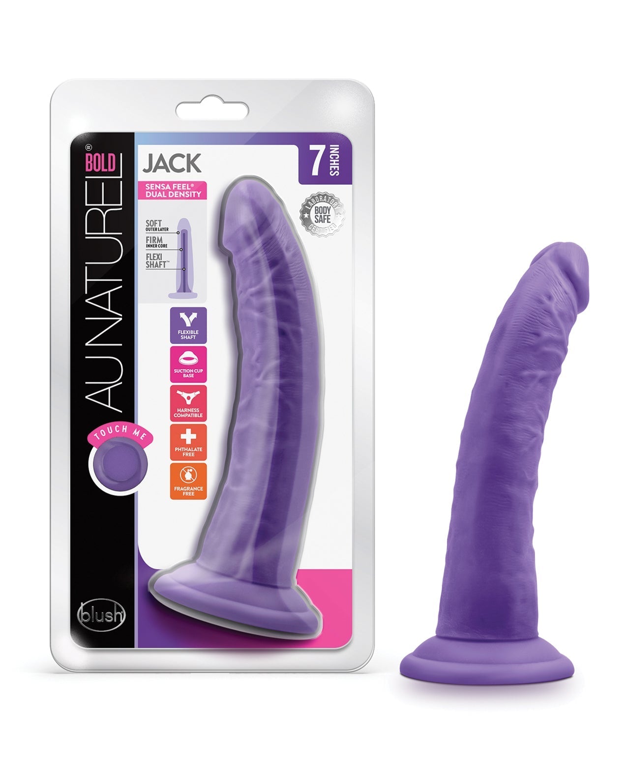 Gode ​​Blush Au Naturel Bold Jack 7,5" - Violet