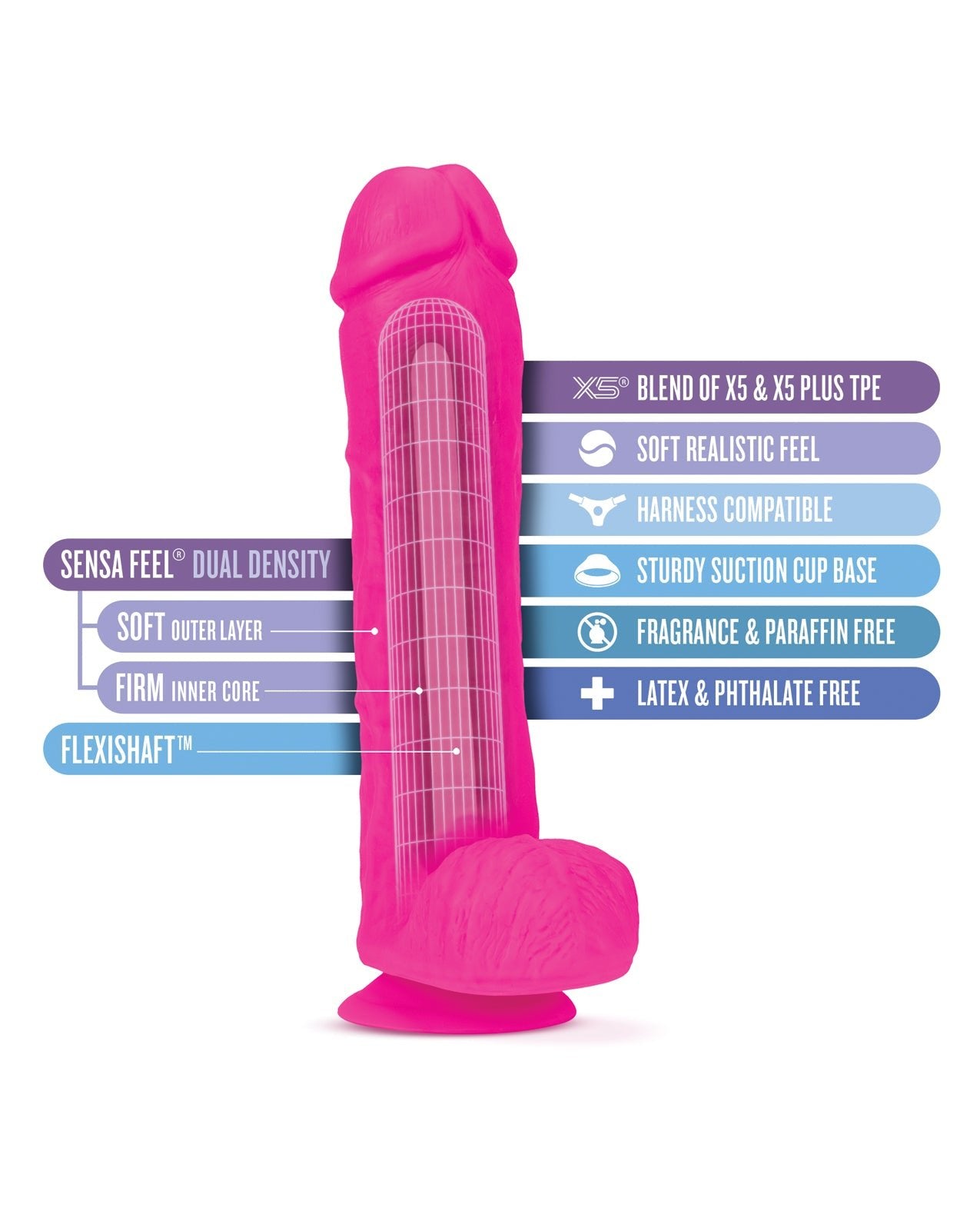 Blush Au Naturel – Bold Big John – 11,5 Zoll Dildo – Rosa