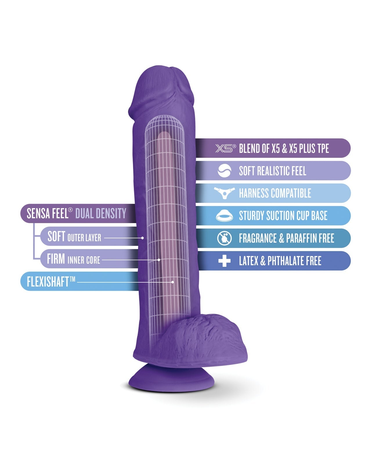 Blush Au Naturel Bold Big John 11.5" Dildo - Purple