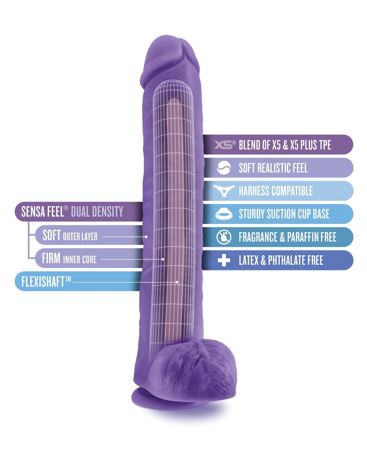 Blush Au Naturel Bold Daddy 14" Dildo - Lila