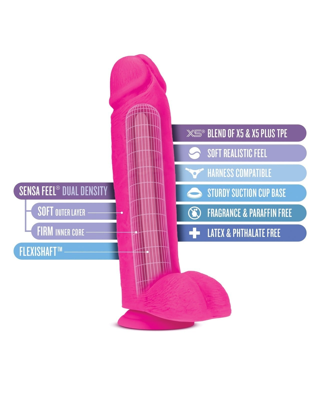 Blush Au Naturel Bold Riesiger 10,5" Dildo - Rosa