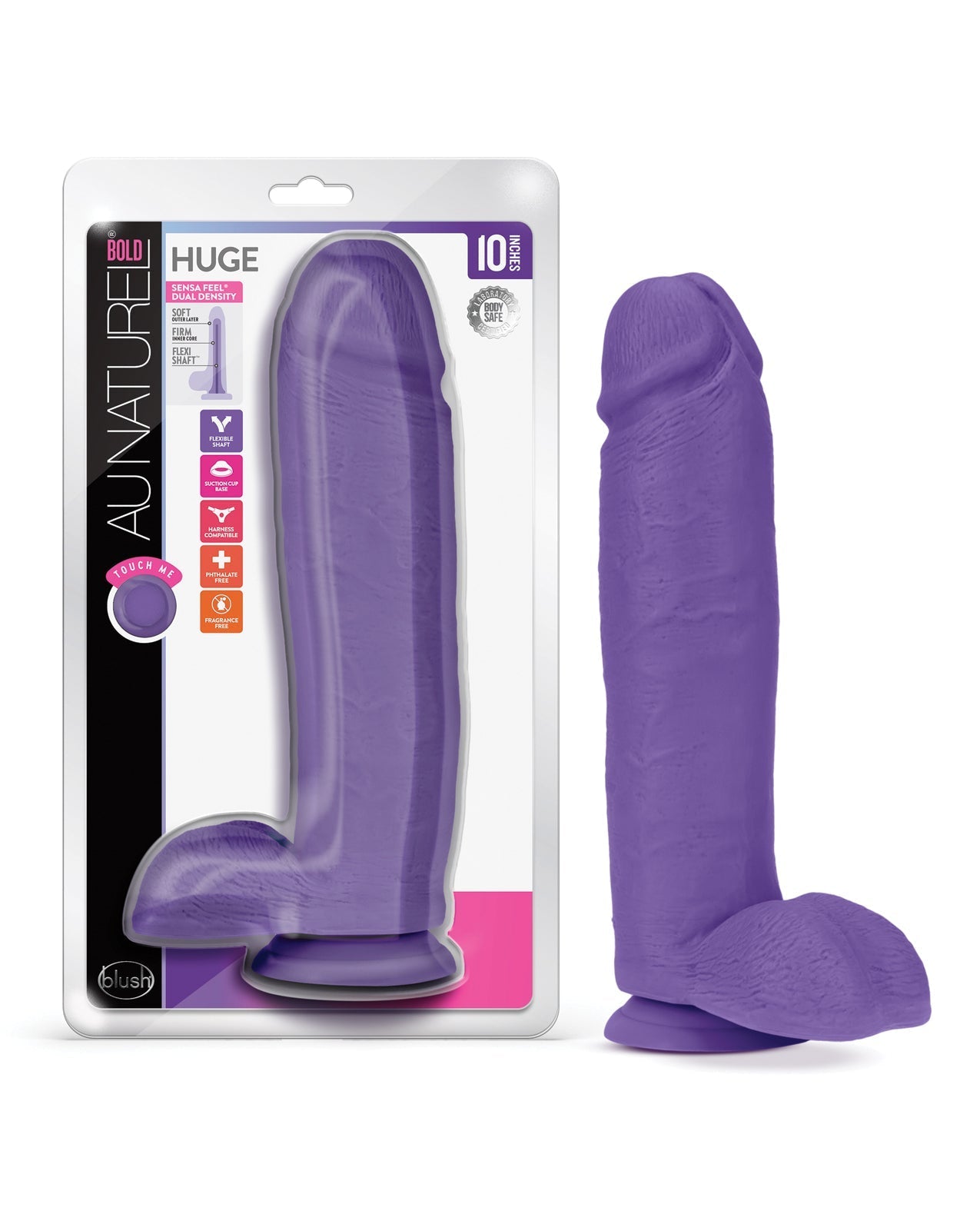 Gode ​​énorme Blush Au Naturel Bold 10,5" - Violet