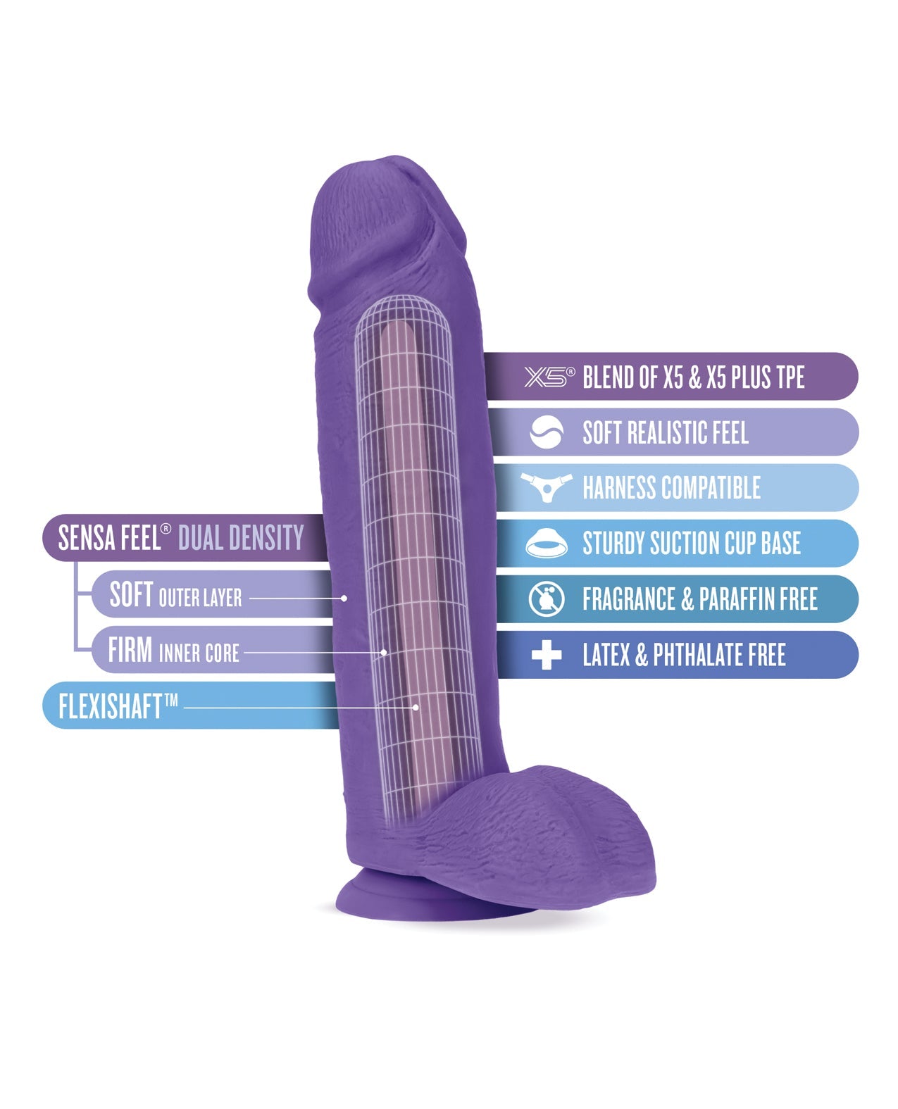 Blush Au Naturel Bold Huge 10.5" Dildo - Purple