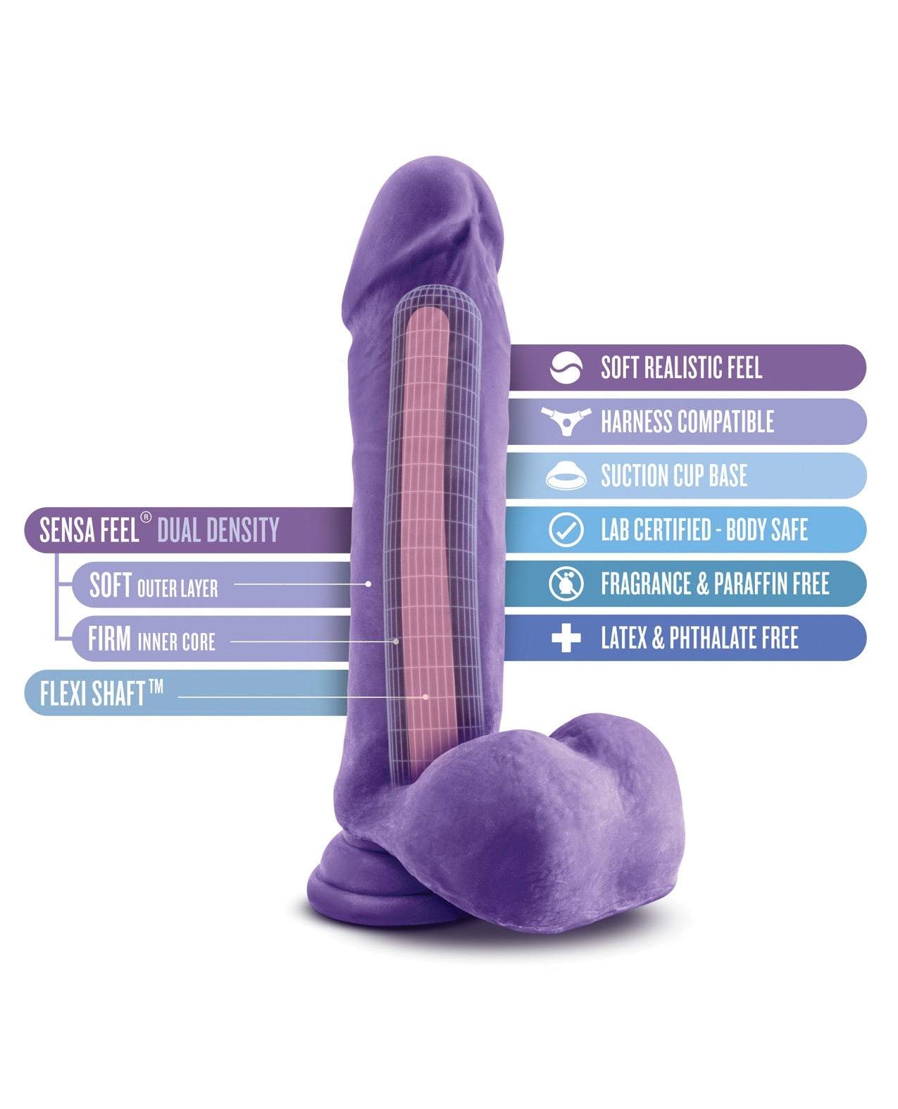 Blush Au Naturel Bold Hero 8" Dildo - Lila