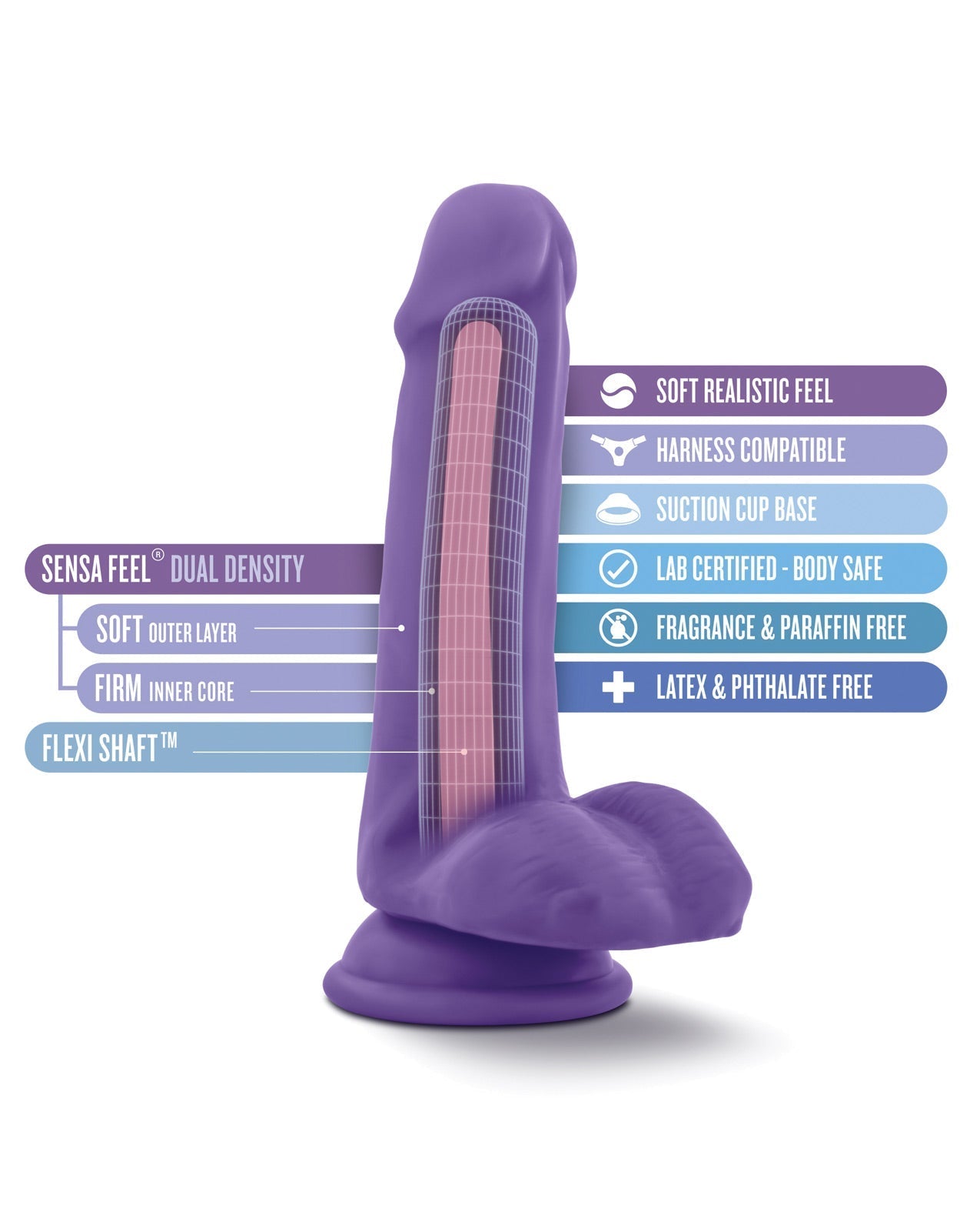 Blush Au Naturel Bold Massiver 6" Dildo - Lila