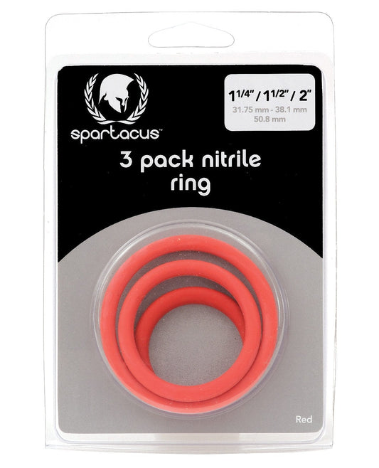 Spartacus Nitrile Cock  Ring Set - Red Pack of 3