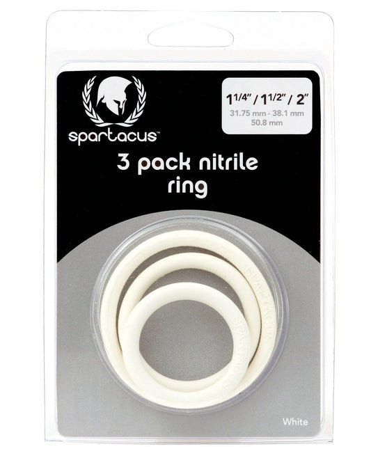 Ensemble d'anneaux péniens en nitrile Spartacus - Blanc, lot de 3