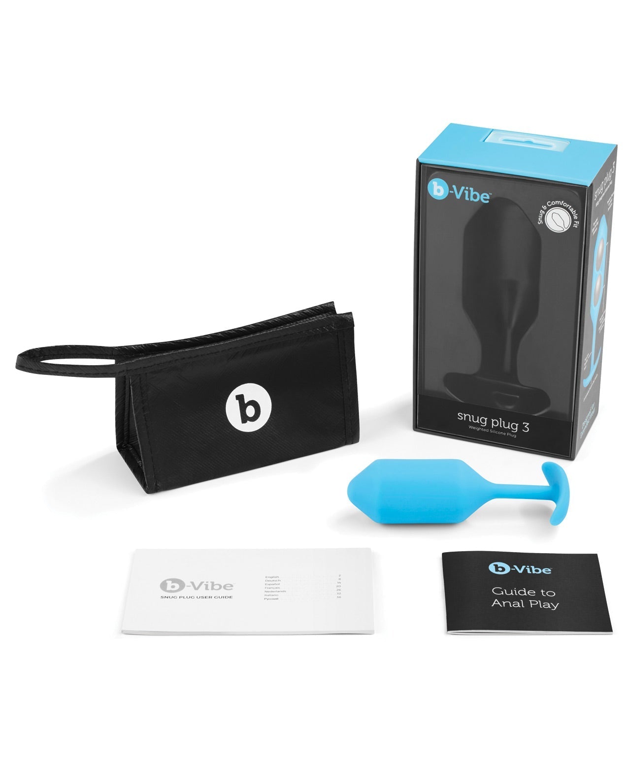 Plug anal lesté b-Vibe 3 - 180 g Bleu sarcelle