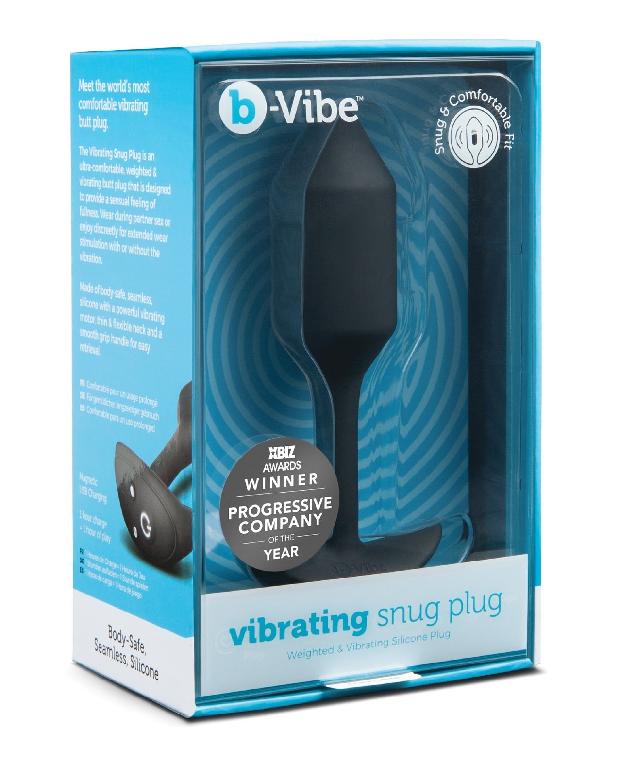 b-Vibe Vibrierender, gewichteter Snug Plug M - 112 g Schwarz