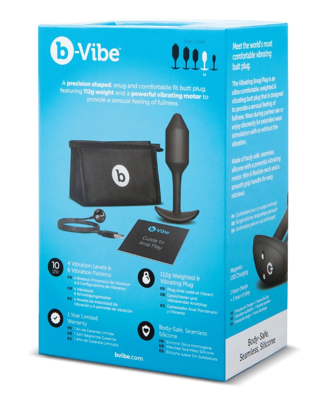 b-Vibe Vibrating Weighted Snug Plug M - 112 g Black