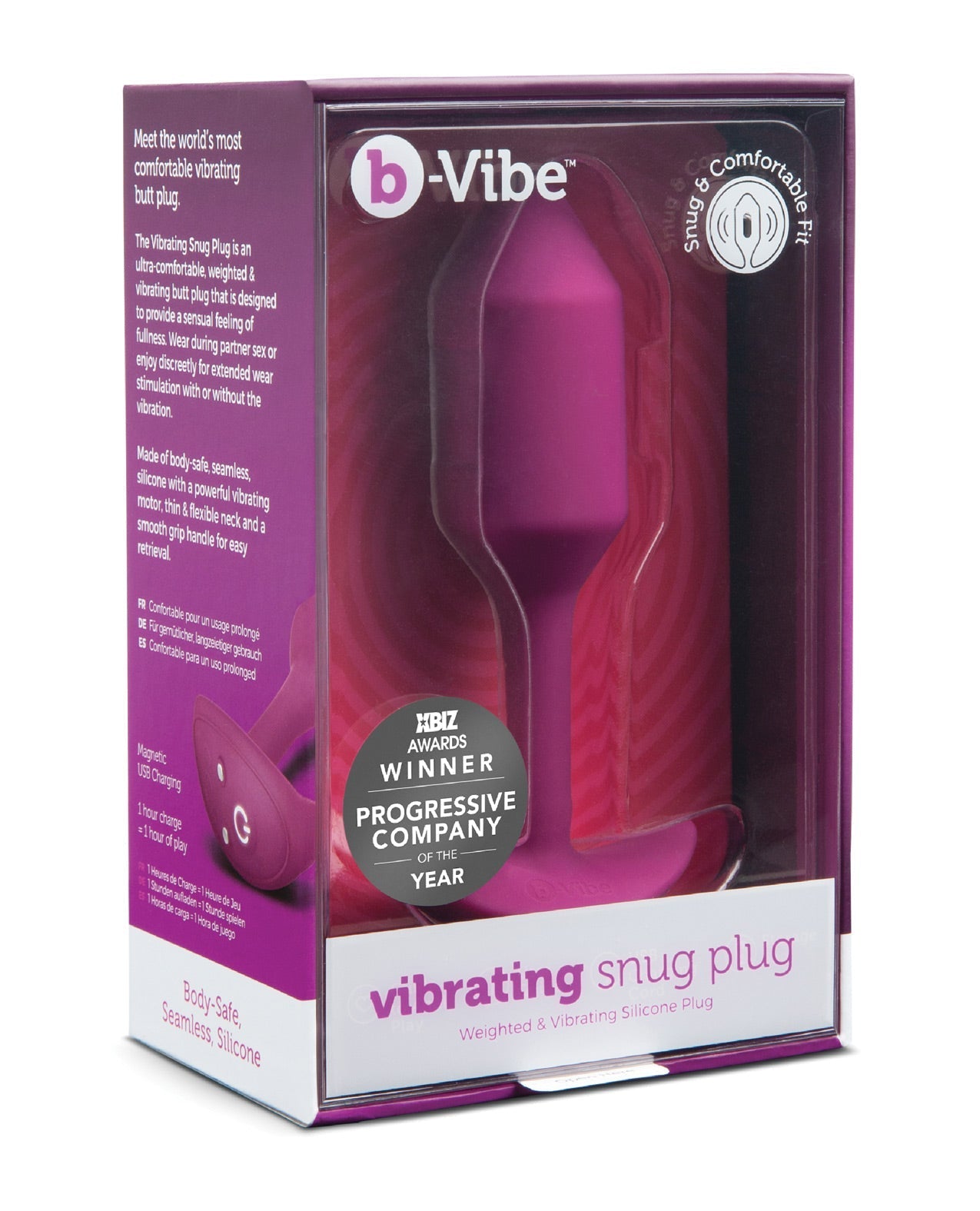 b-Vibe Vibrierender, gewichteter Snug Plug M - 112 g Rosa