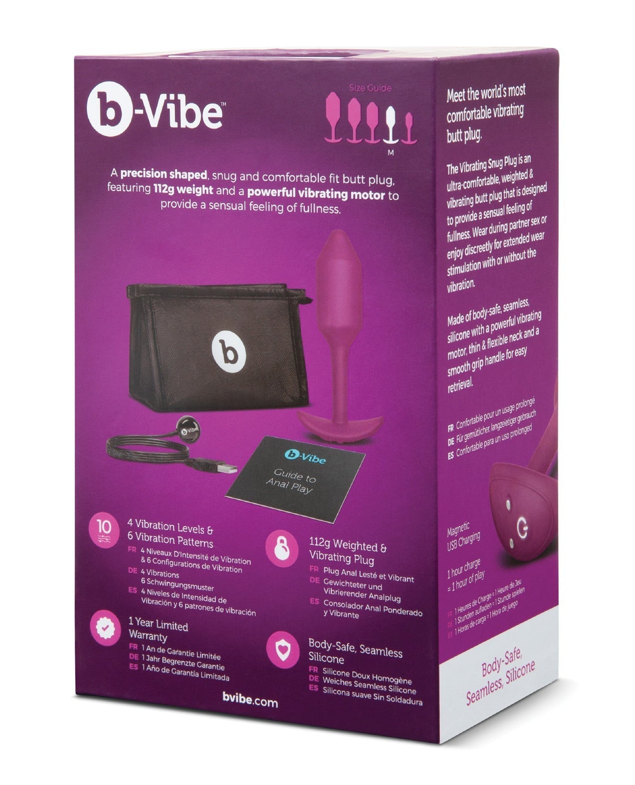 b-Vibe Vibrating Weighted Snug Plug M - 112 g Rose