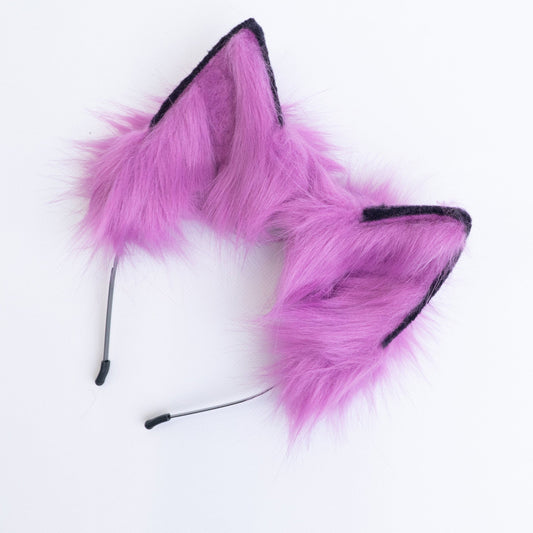 Realistic Roleplay Faux Fur Ears - Fox Ears - Cat Ears - Cosplay Purple Ears Headbands