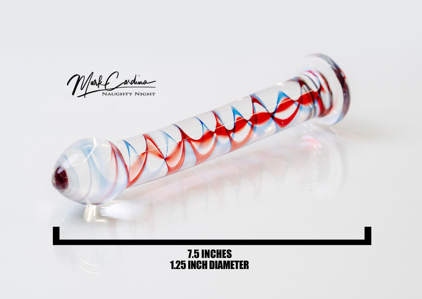 Glass Dildo -  Red and Blue Inner Swirls Sex Toy