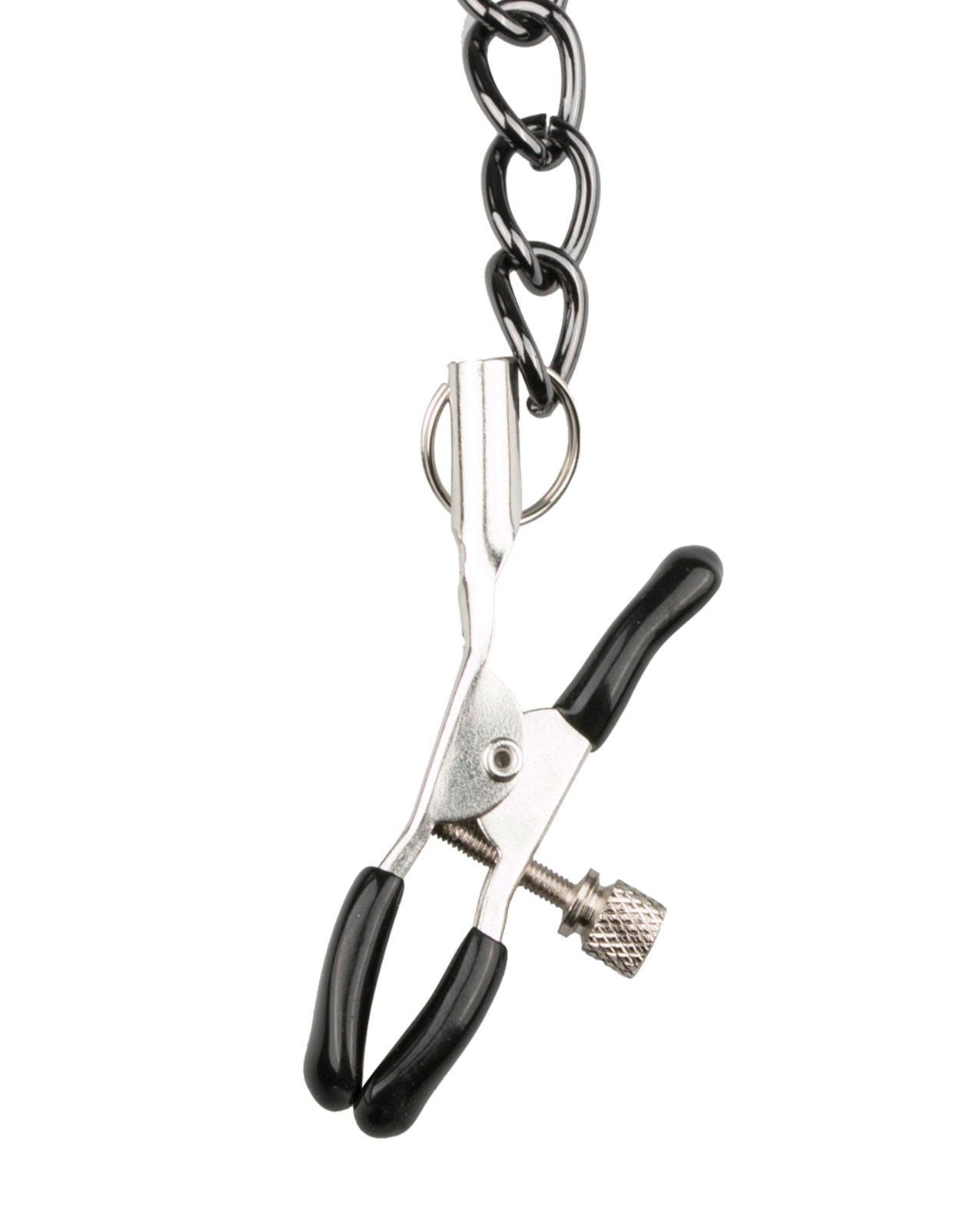 Collier en similicuir avec chaînes pour tétons Easy Toys - Noir