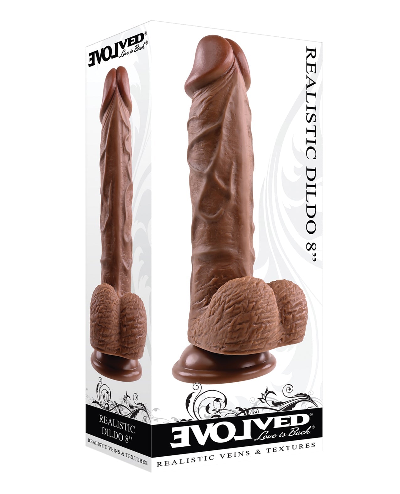 Evolved 8" Realistic Dildo w/Balls - Dark