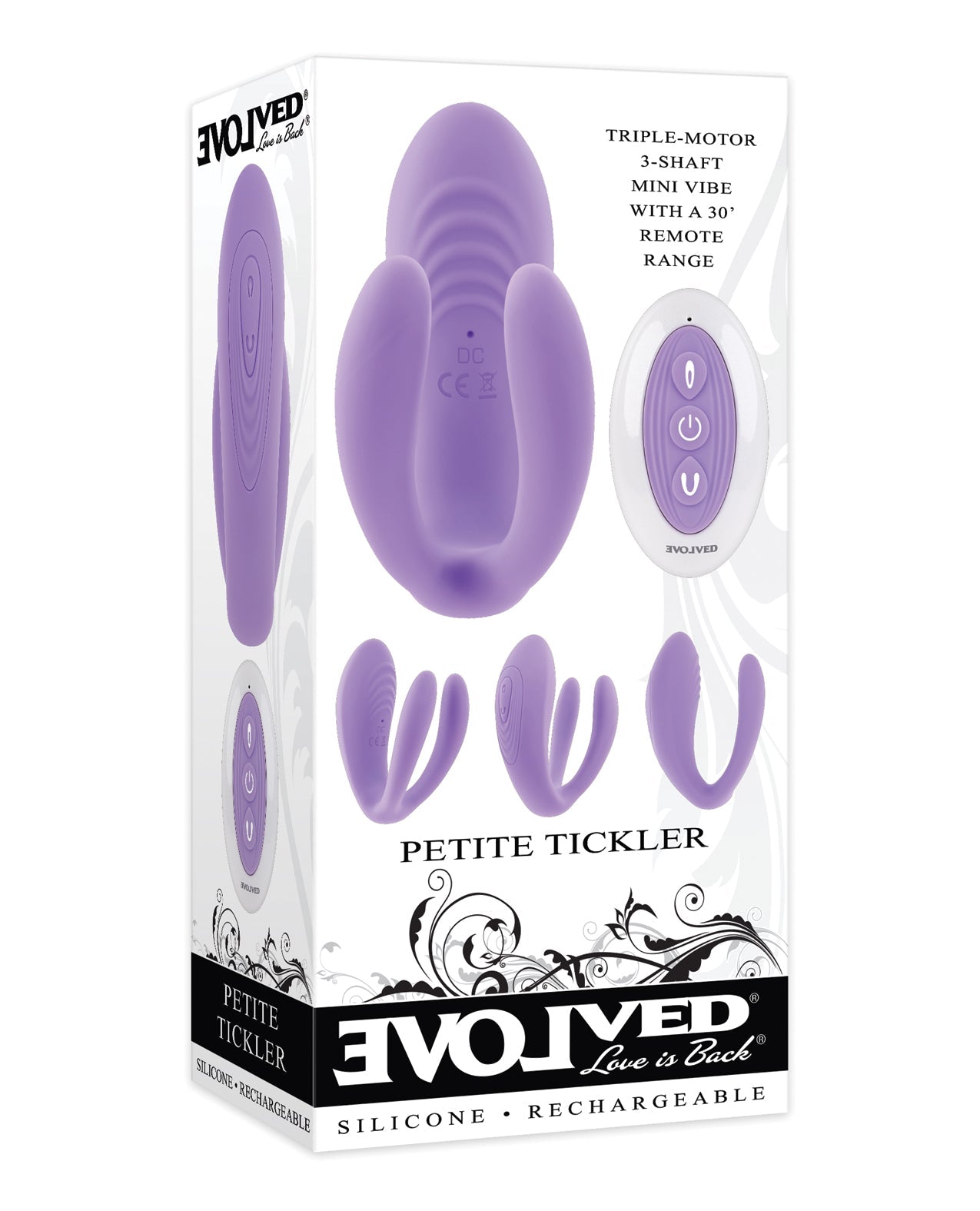 Mini vibromasseur Evolved Petite Tickler avec télécommande - Violet