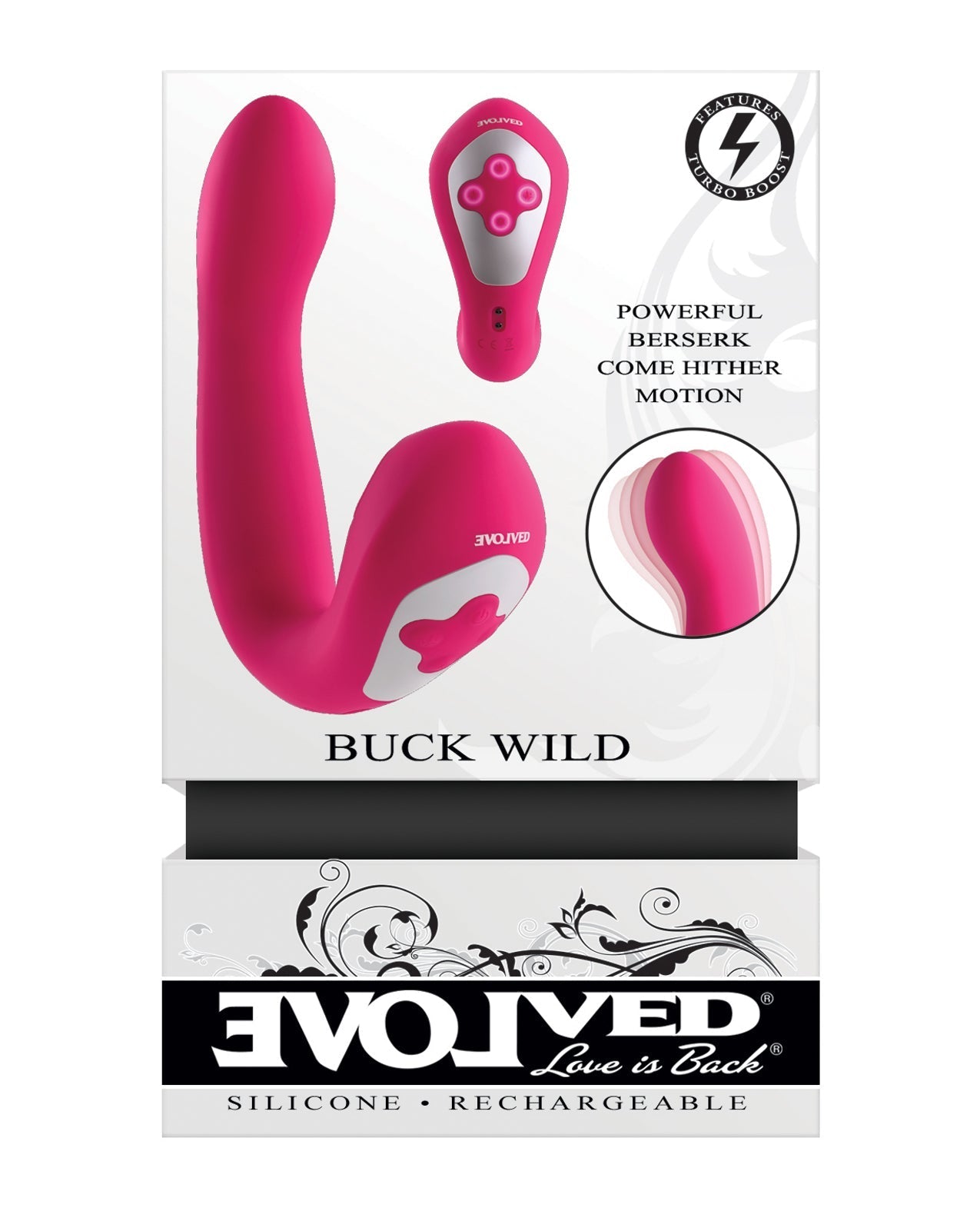 Evolved Buck Wild Come Hither Massagegerät mit zwei Enden, Rosa