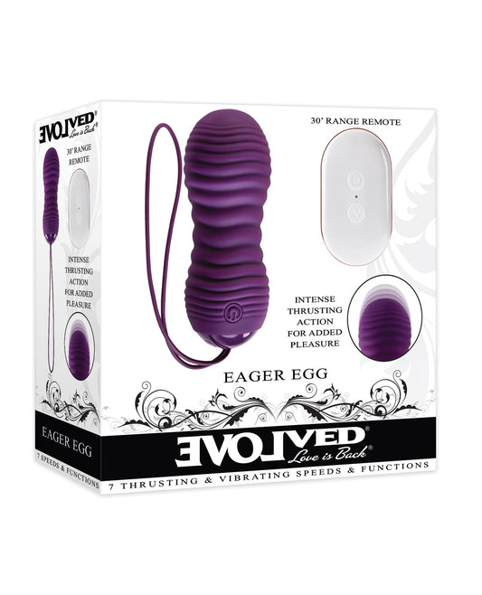 Œuf vibrant et poussant Evolved Eager Egg avec télécommande - Violet