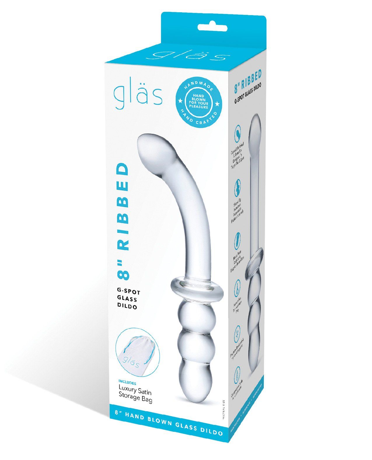 Glas 8" Ribbed G-Spot Glass Dildo