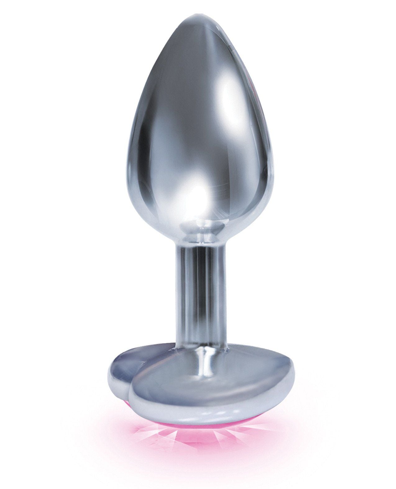 Le 9's Le Silver Starter Bejeweled Heart Plug en acier inoxydable - Rose