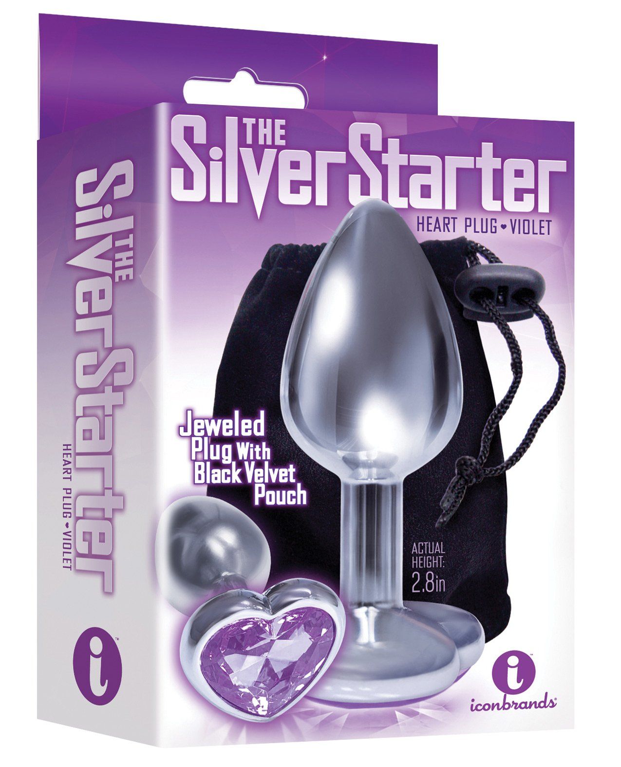 The 9's The Silver Starter Bejeweled Heart Edelstahl Plug - Violett