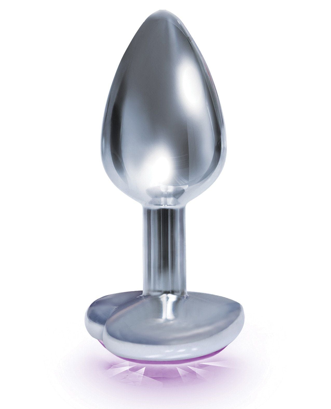 Le 9's Le Silver Starter Bejeweled Heart Plug en acier inoxydable - Violet