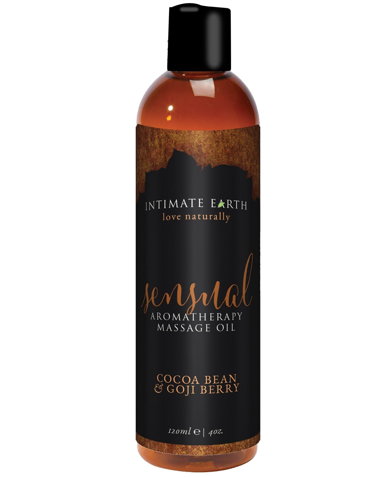 Huile de massage sensuelle Intimate Earth - 120 ml Fève de cacao et baie de gogi