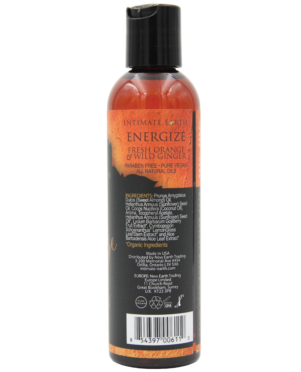 Intimate Earth Energizing Massageöl - 120 ml Orange &amp; Ingwer