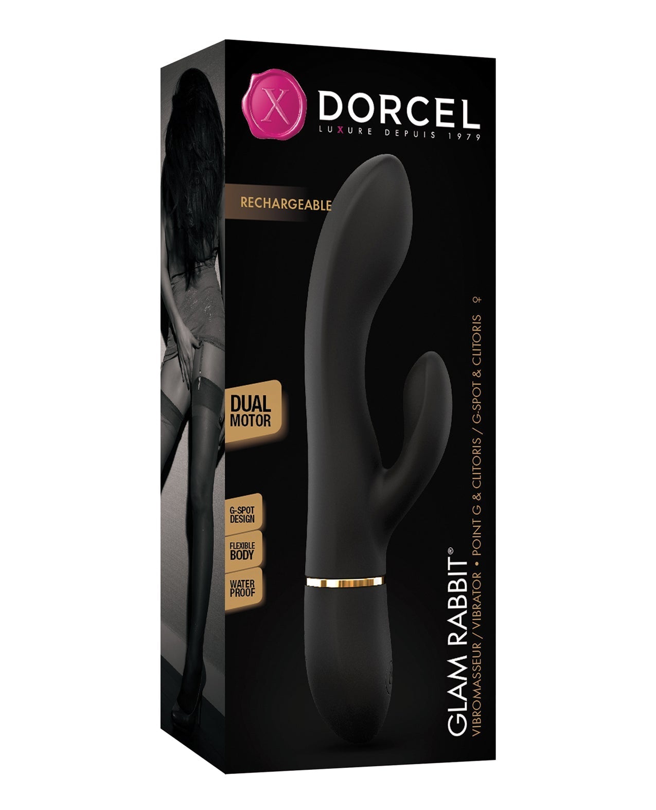 Vibromasseur Rabbit Glam de Dorcel - Noir/Doré