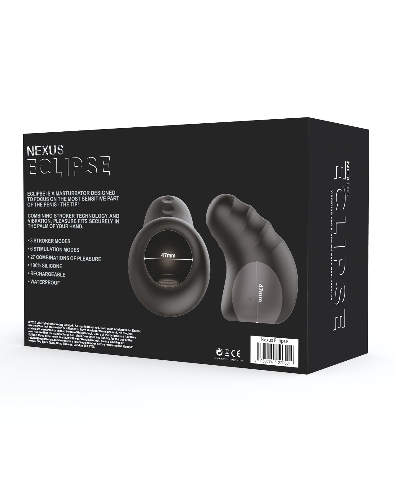 Masturbateur vibrant et caressant Nexus Eclipse - Noir