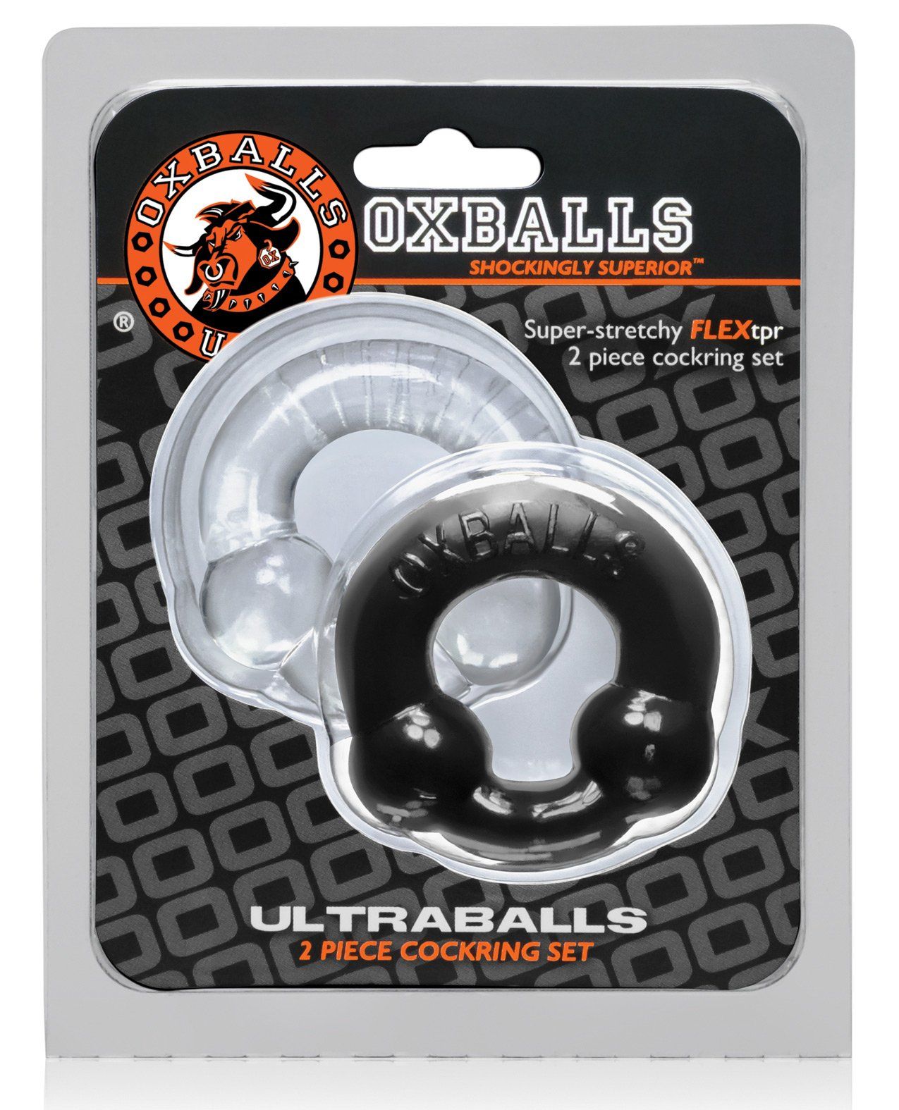 Anneaux péniens Oxballs Ultraballs - Noir/Transparent Lot de 2