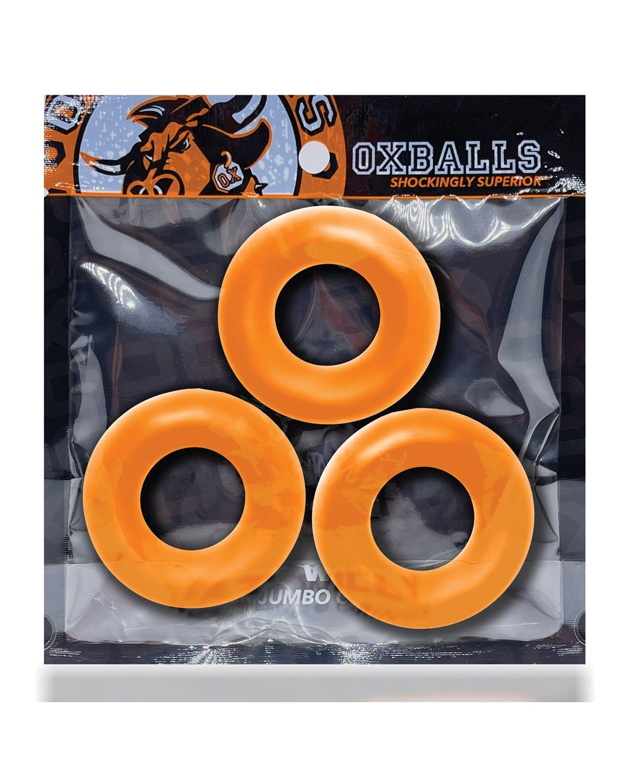 Oxballs Fat Willy Jumbo-Penisringe, 3er-Pack, Orange